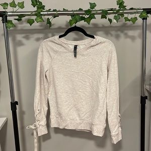 90 Degree- Light Gray Tie Sleeves Crew Neck